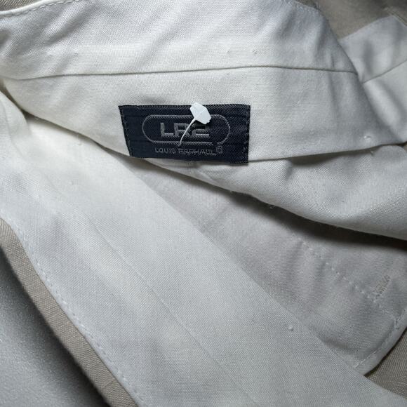 Louis Raphael LR2 Pants Mens 38x32 Beige Linen Blend Trousers Flat Front EUC - Picture 3 of 11